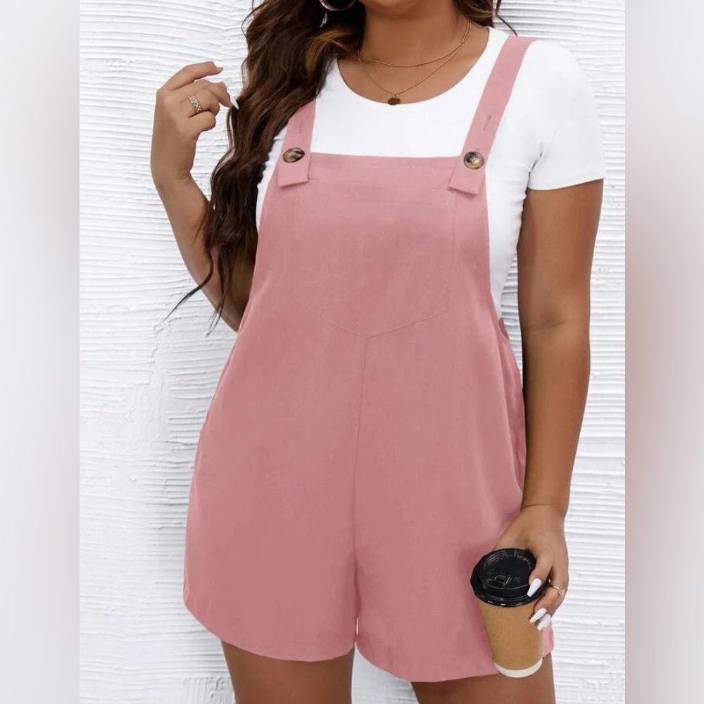 2 pieces. Pink romper with white tee bodysuit
